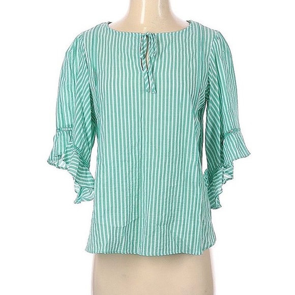 LC Lauren Conrad Plus Size Seersucker Flounce Blouse - Picture 2 of 11